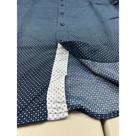 Esabel C Men's Small Navy Blue Casual Button Down Long Sleeve Dress Shirts Top - Picture 6 of 10